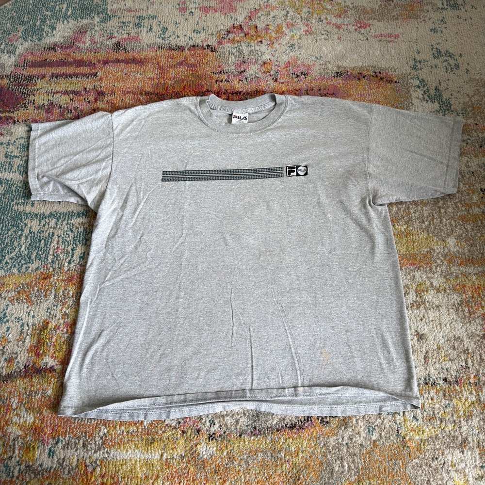 Vintage 90s Fila Made in USA Graphic T-Shirt XL - Grey Sportswear Streetwear